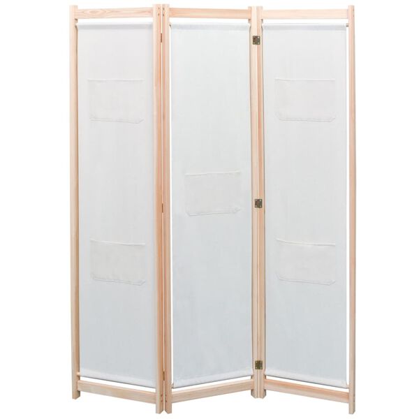 vidaXL Cloison de s&eacute;paration 3 panneaux Cr&egrave;me 120x170x4 cm Tissu