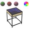 vidaXL Table de chevet avec LED infini ch&ecirc;ne sonoma 40x40x51 cm