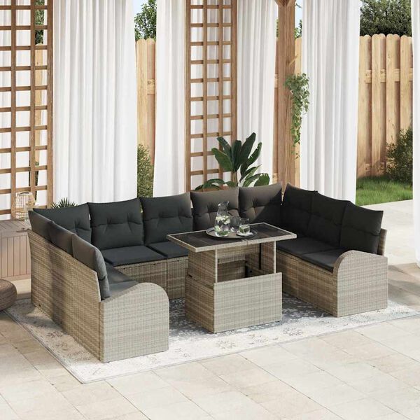 vidaXL Ensemble de canap&eacute; de jardin 10 pcs Gris clair et gris