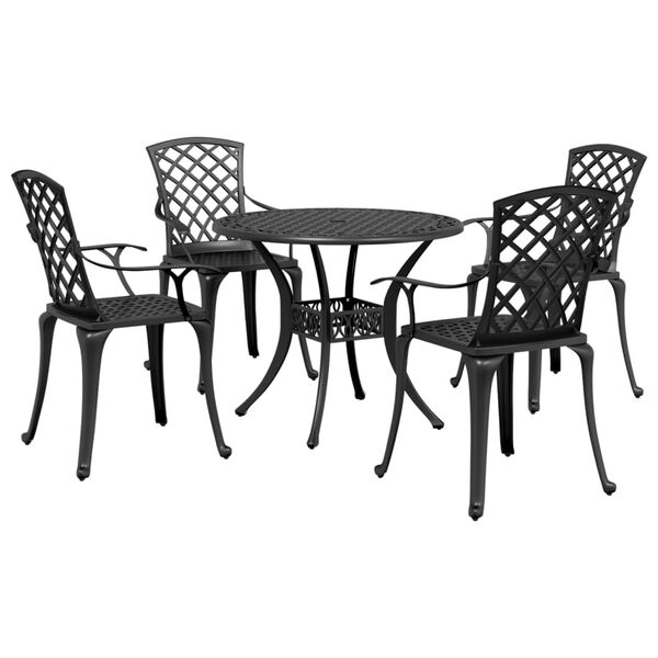 vidaXL Ensemble &agrave; manger de jardin 5 pcs noir aluminium coul&eacute;