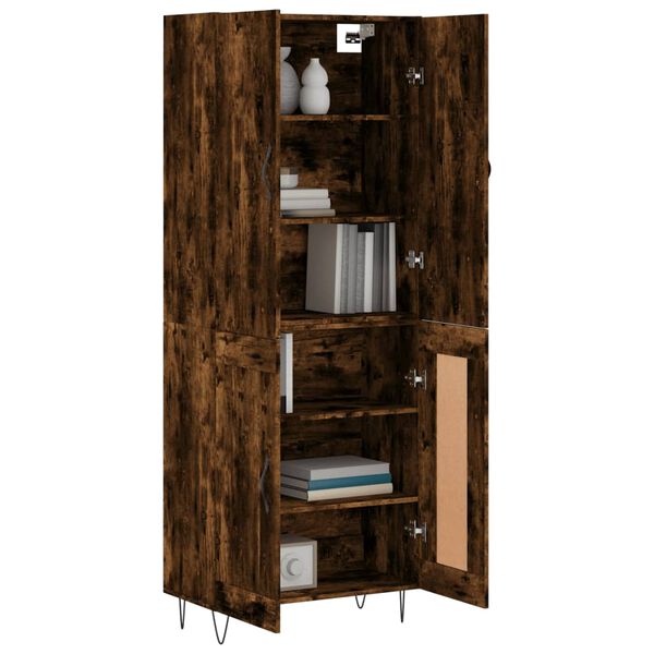 vidaXL Buffet haut Ch&ecirc;ne fum&eacute; 69,5x34x180 cm Bois d'ing&eacute;nierie