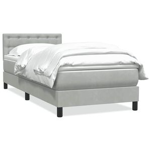 vidaXL Sommier &agrave; lattes de lit et matelas gris clair 90x210 cm velours