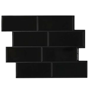 vidaXL Carreau de m&eacute;tro 10 pc Noir 29 x 21 cm Polyur&eacute;thane et PET