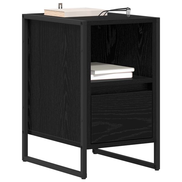 vidaXL Table de chevet Ch&ecirc;ne noir 39,5 x 30 x 50 cm Bois d'ing&eacute;nierie