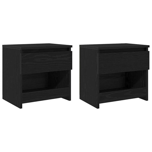 vidaXL Cabinet de chevet avec tiroir 2 pcs Ch&ecirc;ne noir 40 x 30 x 39 cm