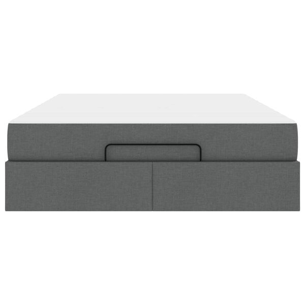 vidaXL Cadre de lit avec matelas avec matelas 2 pcs Gris Foncé tissu