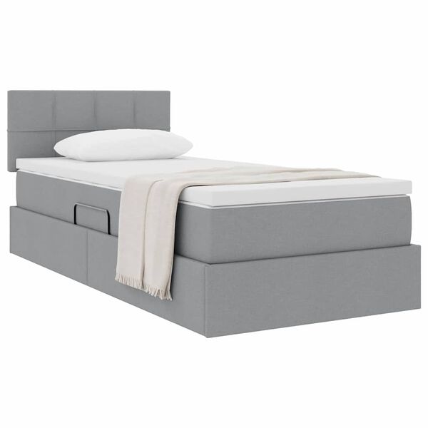 vidaXL Lit avec rangement et matelas Gris clair 90 x 200 cm