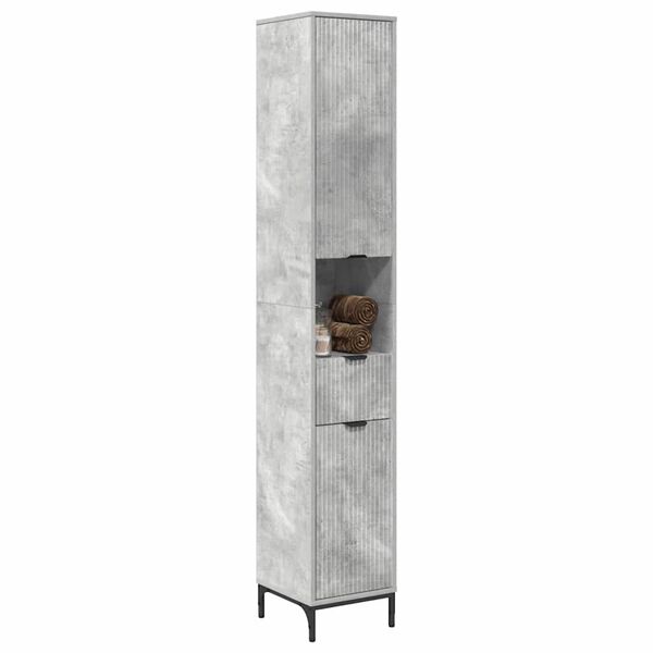 vidaXL Cabinet de salle de bain Gris b&eacute;ton 31,5 x 33 x 190 cm