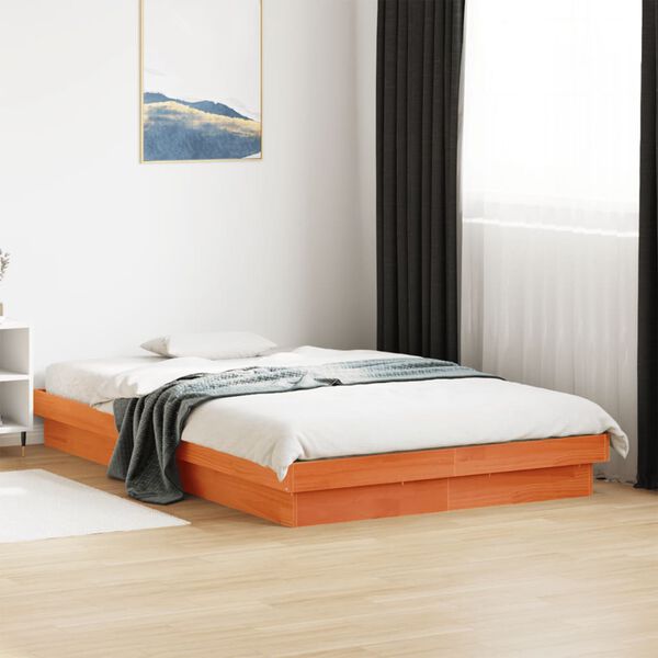 vidaXL Cadre de lit &agrave; LED sans matelas 140x200 cm bois massif