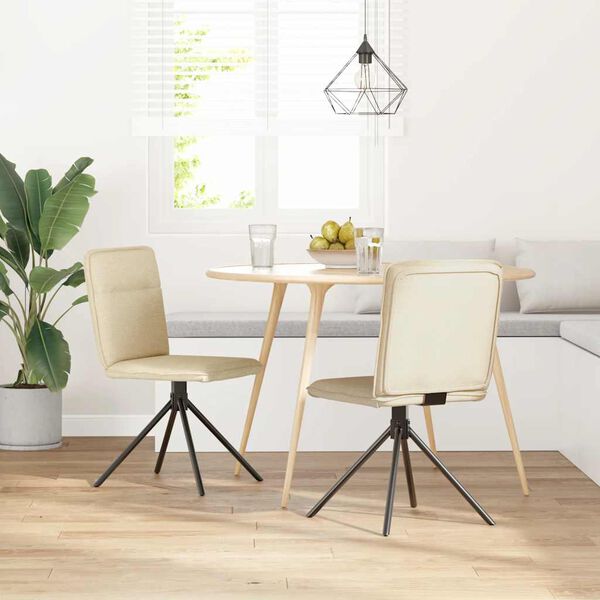 vidaXL Chaises &agrave; manger lot de 2 cr&egrave;me tissu