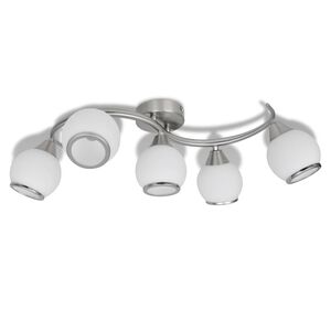 vidaXL Plafonnier avec abat-jour en verre sur rail ondulé