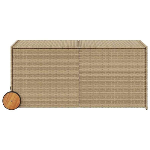 vidaXL Bo&icirc;te de rangement de jardin et roues m&eacute;lange beige 283L rotin