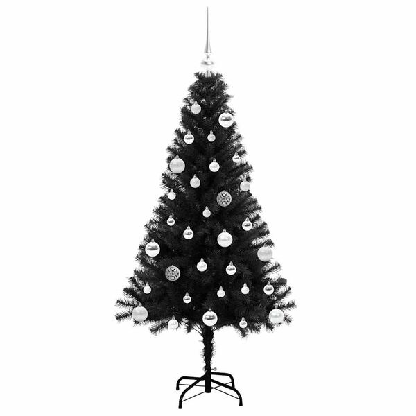 vidaXL Sapin de No&euml;l avec 150 LED avec support Noir 150 cm PVC