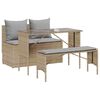 vidaXL Ensemble &agrave; manger de jardin et coussins 3 pcs Beige poly rotin