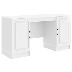 vidaXL Bureau Blanc brillant 142,5 x 50 x 75 cm Bois d'ing&eacute;nierie