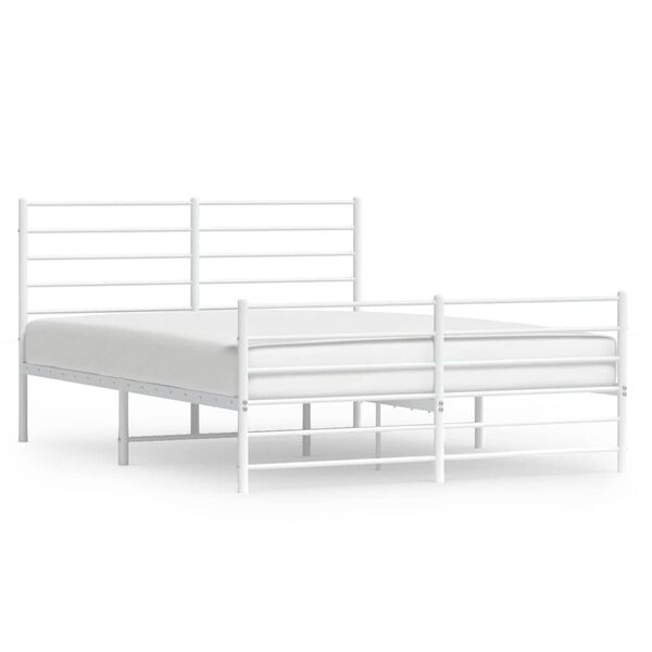 vidaXL Cadre de lit m&eacute;tal sans matelas et pied de lit blanc 140x200 cm