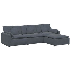 vidaXL Canap&eacute; modulaire avec repose-pieds et coussins gris fonc&eacute;