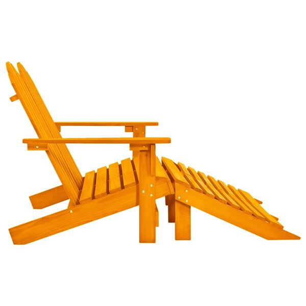 vidaXL Chaise de jardin Adirondack 2 places et pouf Sapin Orange