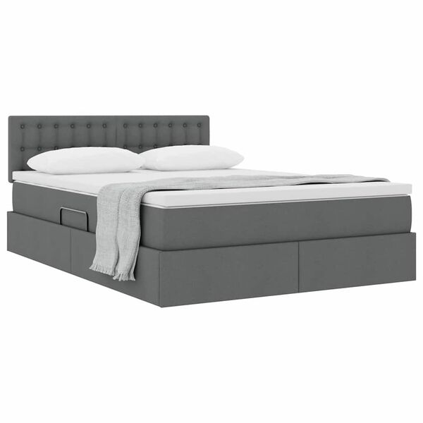 vidaXL Lit avec rangement et matelas Gris fonc&eacute; 140 x 200 cm
