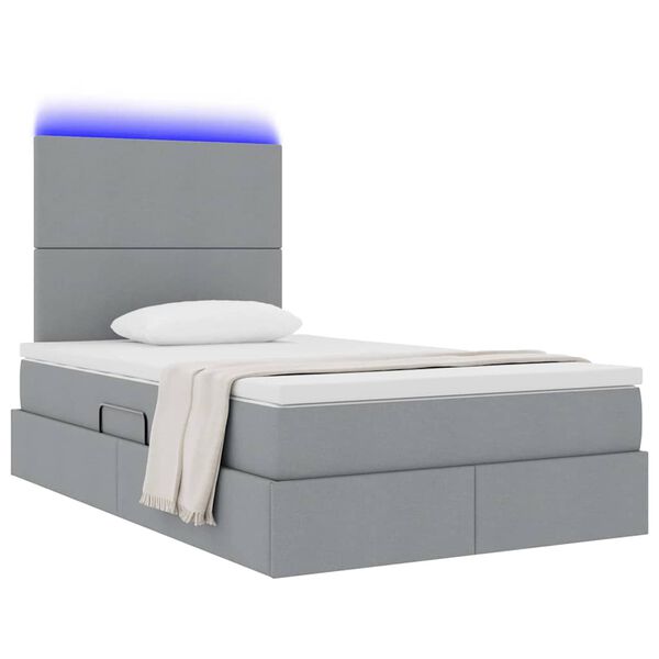 vidaXL Lit avec rangement et LED Gris clair 120 x 190 cm Polyester