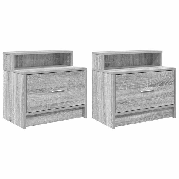 vidaXL Tables de chevet avec tiroir 2 pcs sonoma gris 51x31x47 cm