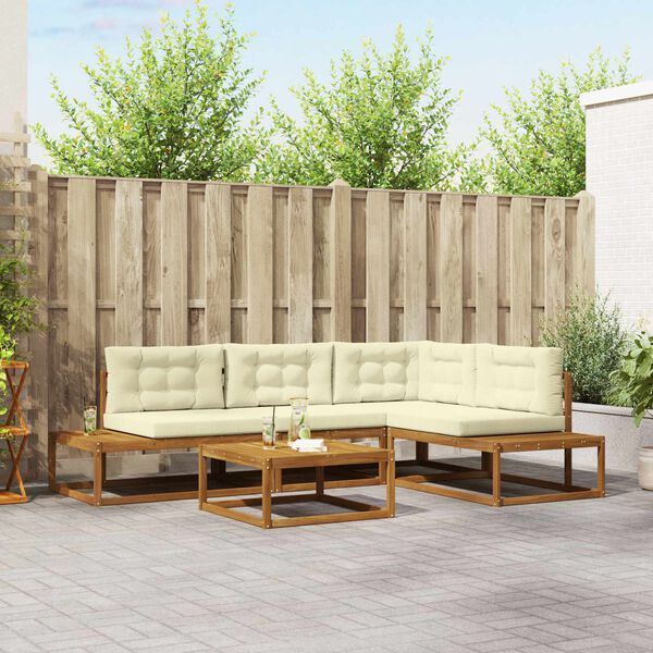 vidaXL Ensemble de canap&eacute;s d'ext&eacute;rieur 5 Pi&egrave;ce Naturel et Cr&egrave;me