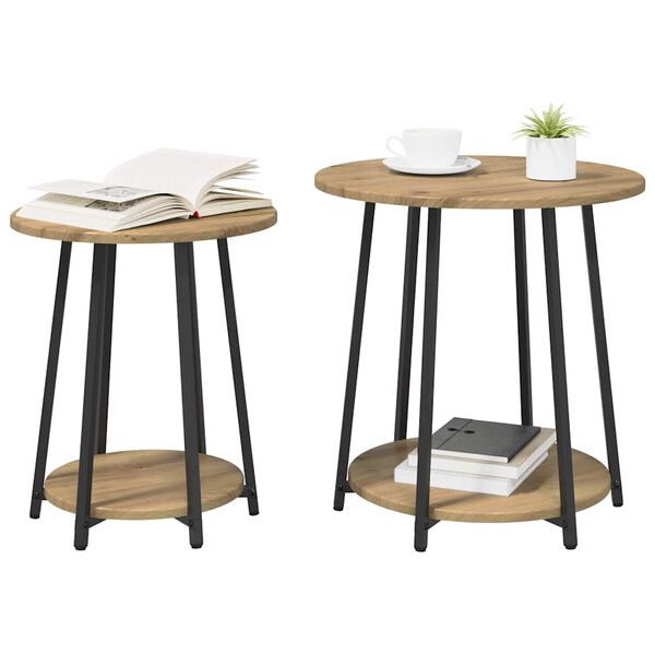 vidaXL Ensemble de tables d'appoint 2 pcs Chêne artisanal et noir