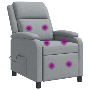 vidaXL Fauteuil de massage inclinable Gris clair Tissu
