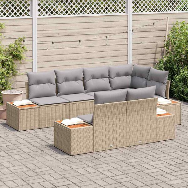 vidaXL Ensemble de canap&eacute; de jardin 7 pcs Beige et Gris clair