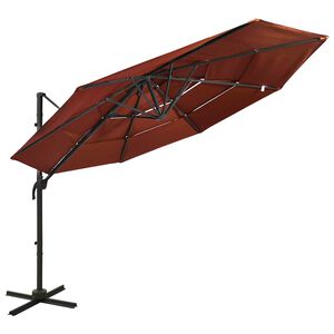 vidaXL Parasol de jardin &agrave; 4 niveaux avec m&acirc;t en aluminium terre cuite