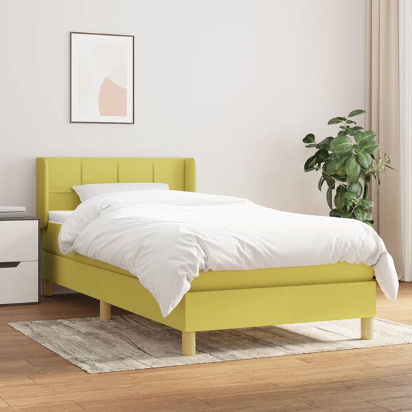 vidaXL Sommier &agrave; lattes de lit avec matelas Vert 100x200 cm Tissu