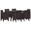 vidaXL Ensemble de salle &agrave; manger pour jardin 7 pc Marron Rattan Polt