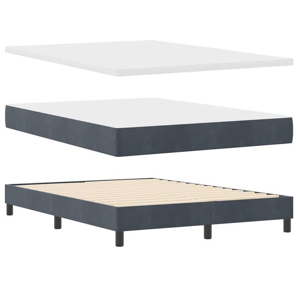 vidaXL Lit &agrave; ressorts avec matelas Gris fonc&eacute; 140 x 200 cm Velours