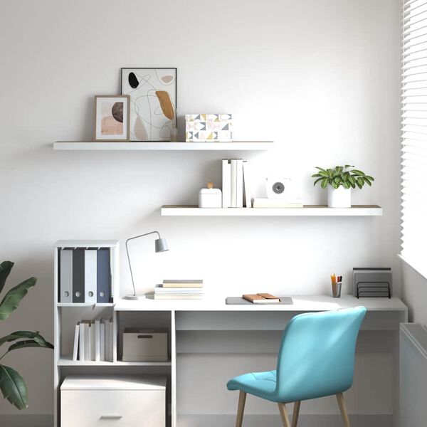 vidaXL &Eacute;tag&egrave;res flottantes 2 pcs ch&ecirc;ne et blanc 120x23,5x3,8 cm MDF