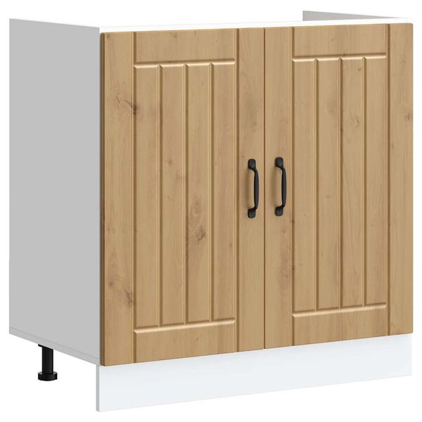 vidaXL Meuble de base de lavabo Lucca ch&ecirc;ne artisanal bois ing&eacute;nierie