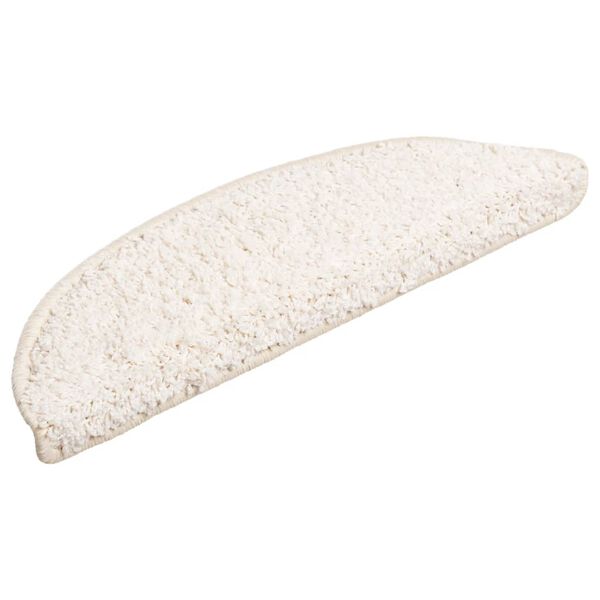 vidaXL Tapis d'escalier 10 pi&egrave;ces 56 x 17 x 3 cm Blanc Demi-rond
