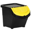 vidaXL Poubelles empilables avec couvercles 3 pcs noir PP 78 L