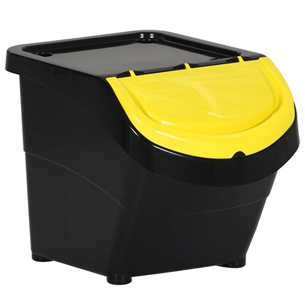 vidaXL Poubelles empilables avec couvercles 3 pcs noir PP 78 L