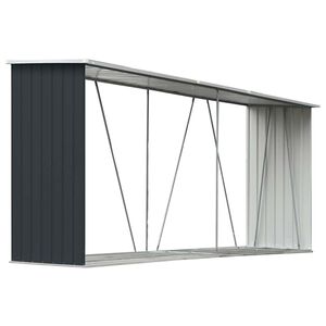 vidaXL Abri de stockage à bois Acier galvanisé 330x84x152cm Anthracite