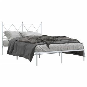 vidaXL Cadre de lit m&eacute;tal sans matelas et t&ecirc;te de lit blanc 120x190 cm