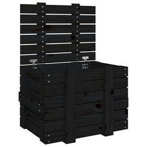 vidaXL Bo&icirc;te de rangement Noir 58x40,5x42 cm Bois massif de pin