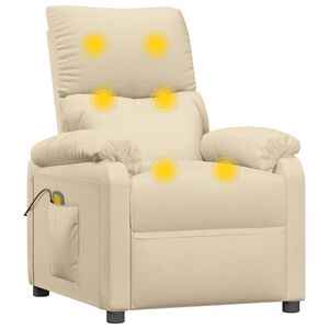vidaXL Fauteuil de massage Cr&egrave;me Tissu