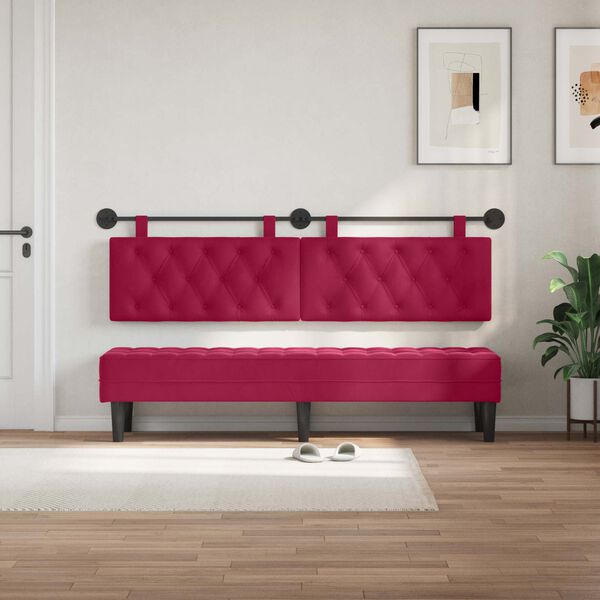 vidaXL T&ecirc;te de lit suspendue Bordeaux 190 x 55 x 7 cm Velours