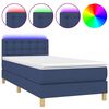 vidaXL Sommier &agrave; lattes de lit avec matelas et LED Bleu 80x200cm Tissu