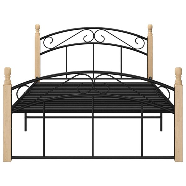 vidaXL Cadre de lit sans matelas noir m&eacute;tal bois ch&ecirc;ne 120x200 cm