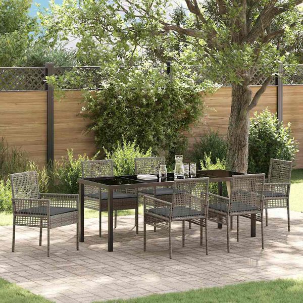vidaXL Ensemble de salle &agrave; manger pour jardin 7 pcs Gris polyrotin