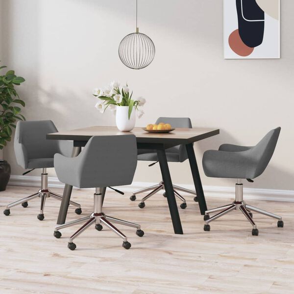 vidaXL Chaises pivotantes &agrave; manger lot de 4 Gris clair Tissu