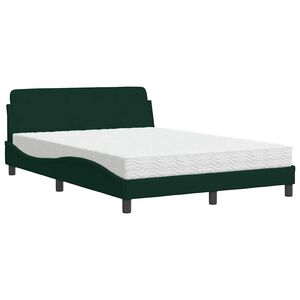 vidaXL Lit avec matelas Dover vert fonc&eacute; 140x190 cm velours