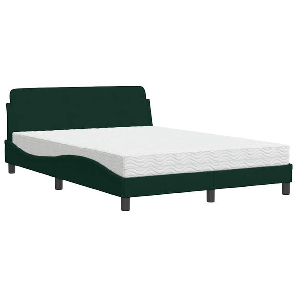 vidaXL Lit avec matelas Dover vert fonc&eacute; 140x190 cm velours