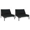 vidaXL Canap&eacute;s de jardin 2 pcs avec coussins R&eacute;sine tress&eacute;e demi-ronde